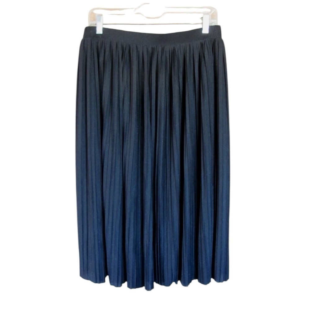 MANGO Black Pleated Skirt Elastic Waist - Light Sparkle Silver Skirt Size S